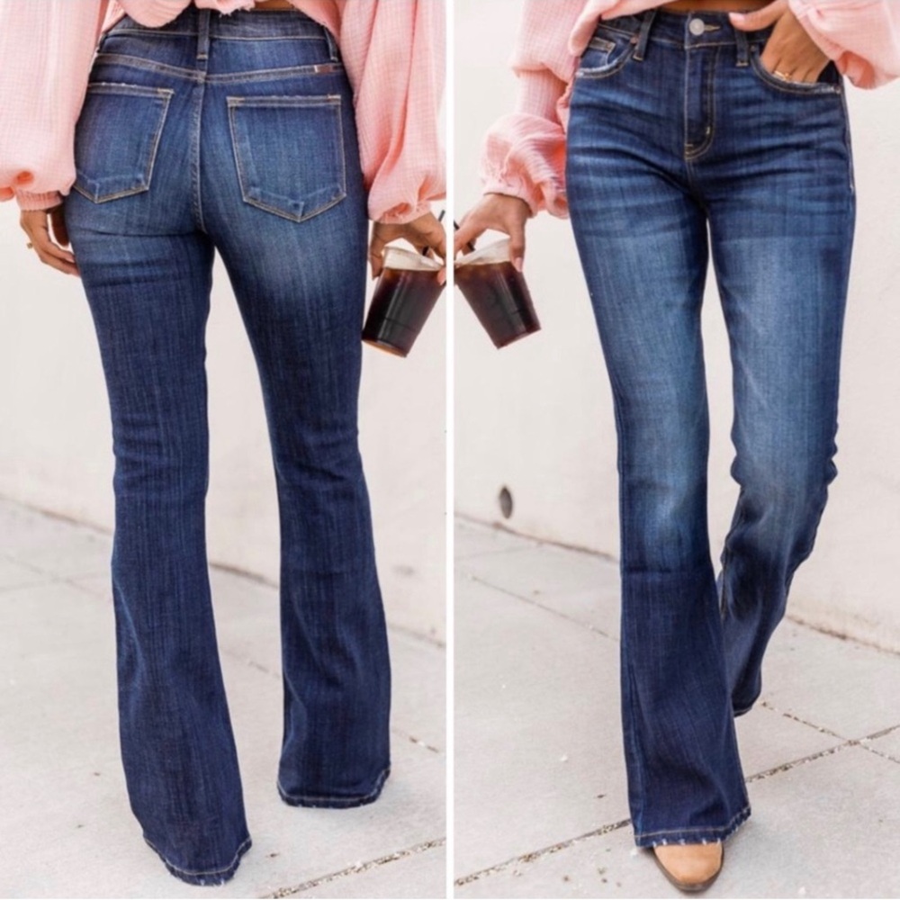 Kancan Mid Rise Flare Bootcut Bellbottoms Dark Washed Jeans Women’s Sizes NWT